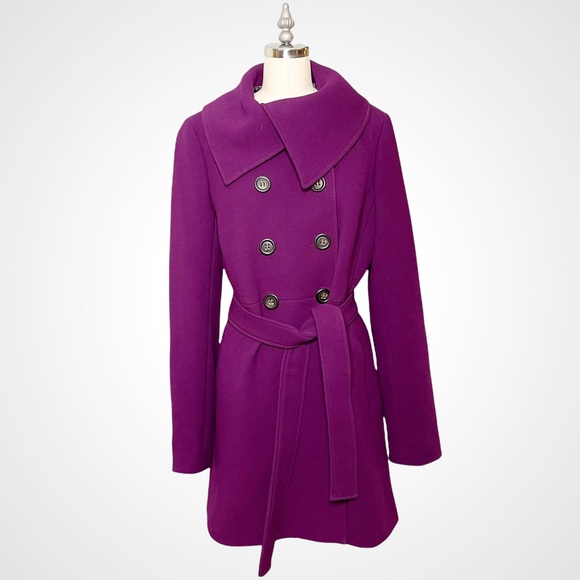 J. Crew Jackets & Blazers - J. Crew Purple Wool Blend High Neck Peacoat Winter Coat with Belt 12 Large